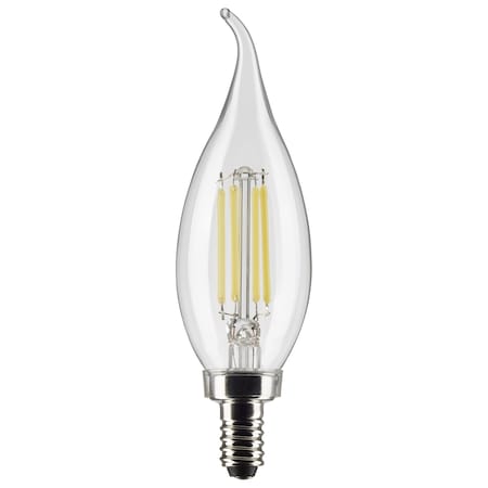 Satco 4 Watt CA11 LED Lamp, Clear, Candelabra Base, 90 CRI, 5000K, 120 Volts S21299